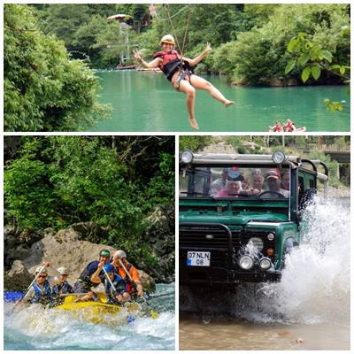 Belek Rafting & Jeep Safari & Zip Line Combo Tour