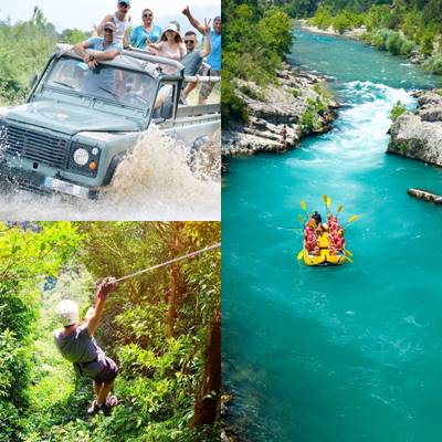 Jeep safari Rafting i Zipline z Alanyi